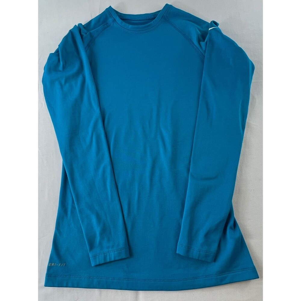 Nike Womens Blue Pro Combat Hyperwarm Long Sleeve Crew Neck Athletic Shirt M